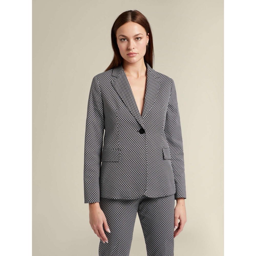 Elena Miro Black & White Geometric blazer. Single Breasted. Womens. Sz 10